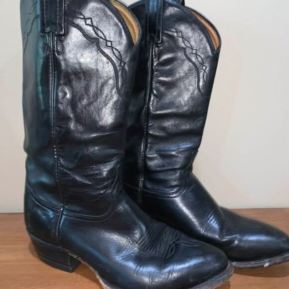 Unbranded Shoes - Black Leather Cowboy Boots 6